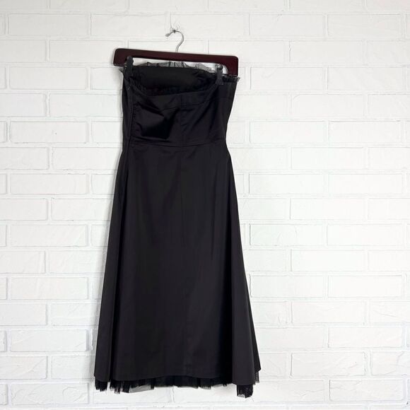 Rw & Co. Black Satin Tulle Strapless Midi Dress 0 - Picture 2 of 13